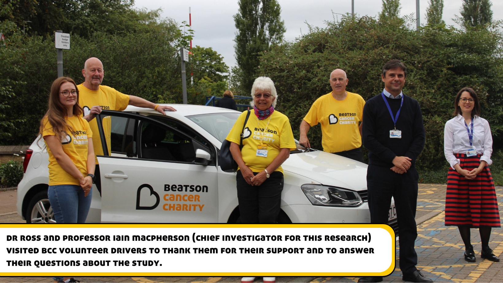 Dr Ross and Professor Iain MacPherson visited BCC Volunteer Drivers to thank them for their support